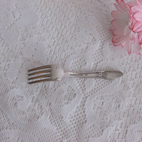 Silverplate Baby Fork FIRST LOVE Vintage Children's Cutlery Kids - Picture 6 of 8